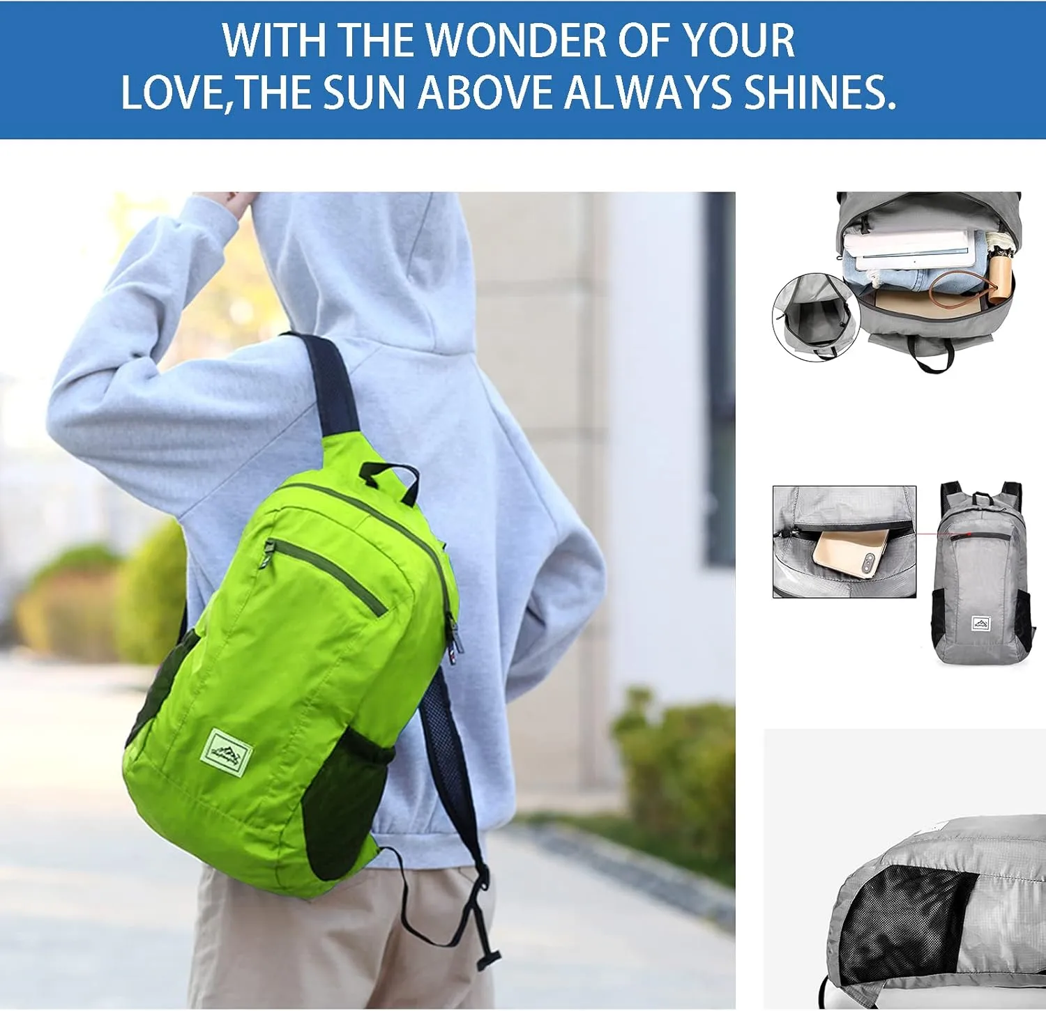Hiking Backpack,Ultra-Light 20L Waterproof Folding Sports Lightweight Waterproof Backpack Suitable for Outdoor Camping Picnic (green)