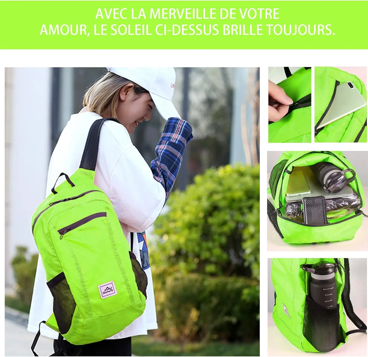 Hiking Backpack,Ultra-Light 20L Waterproof Folding Sports Lightweight Waterproof Backpack Suitable for Outdoor Camping Picnic (green)