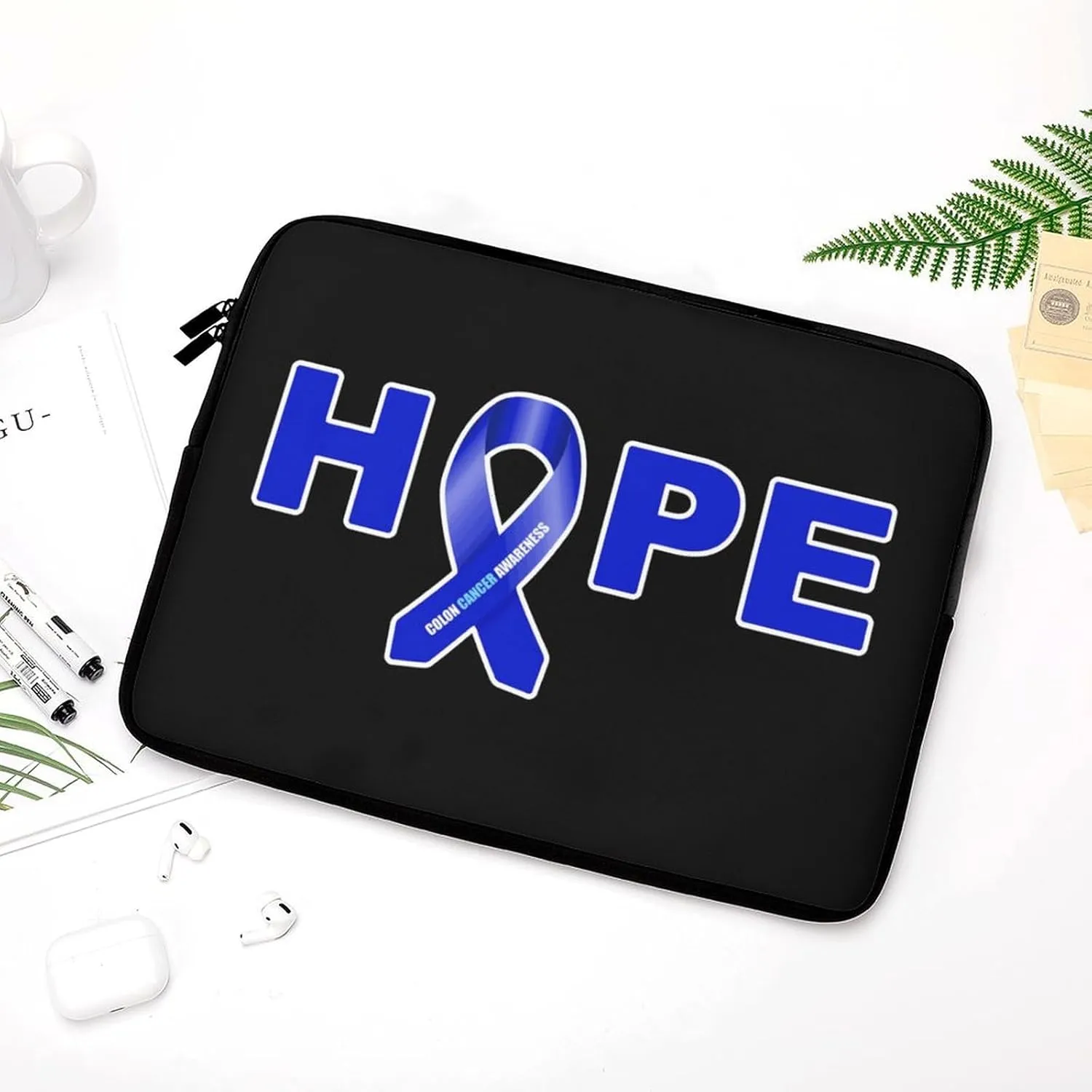Hope Colon Cancer Ribbon Personalized Laptop Bag Business Casual Laptop Case Slim Computer Bag Briefcase