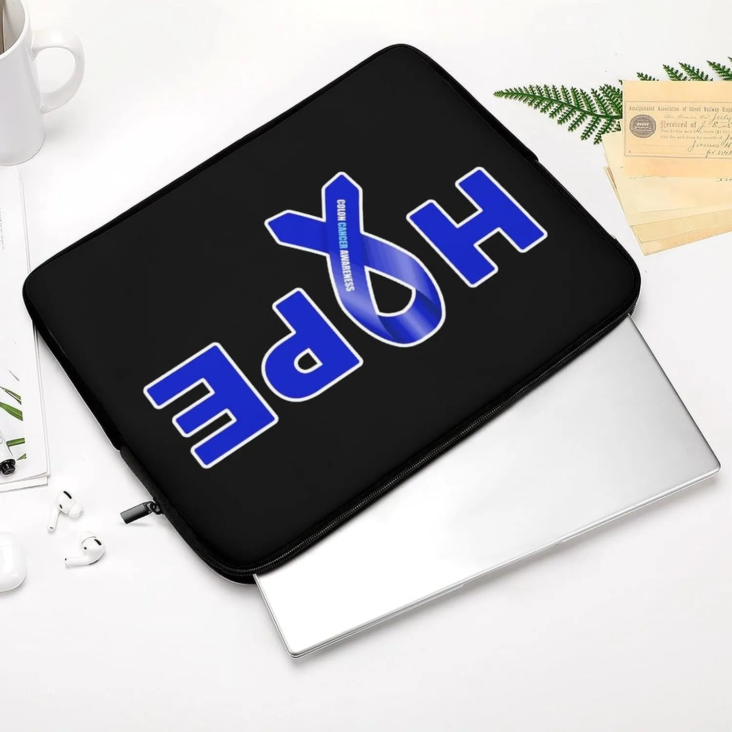 Hope Colon Cancer Ribbon Personalized Laptop Bag Business Casual Laptop Case Slim Computer Bag Briefcase