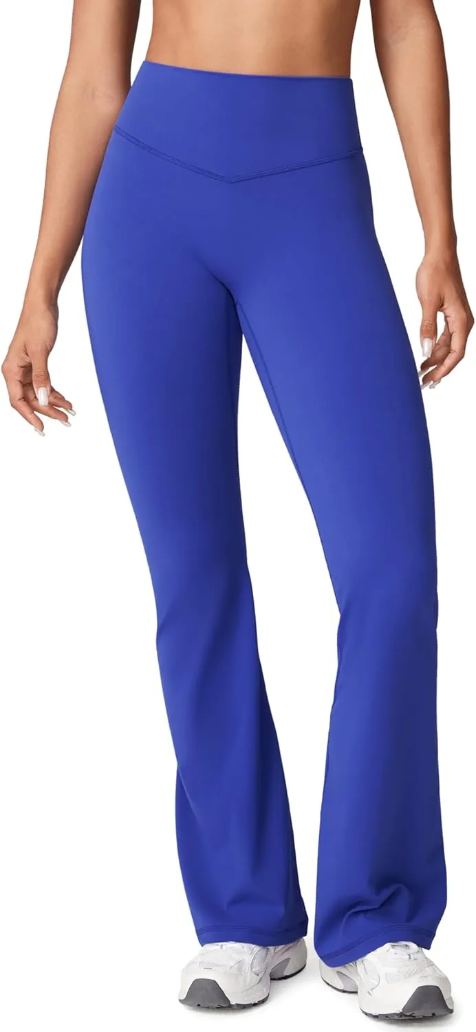 Hugcurve No Front Seam High Waisted Flare Leggings for Women Bootcut Yoga Pants Buttery Soft Lounge Workout - 31''