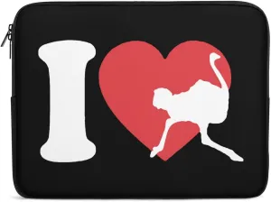 I Heart Love Ostrich Personalized Laptop Bag Business Casual Laptop Case Slim Computer Bag Briefcase