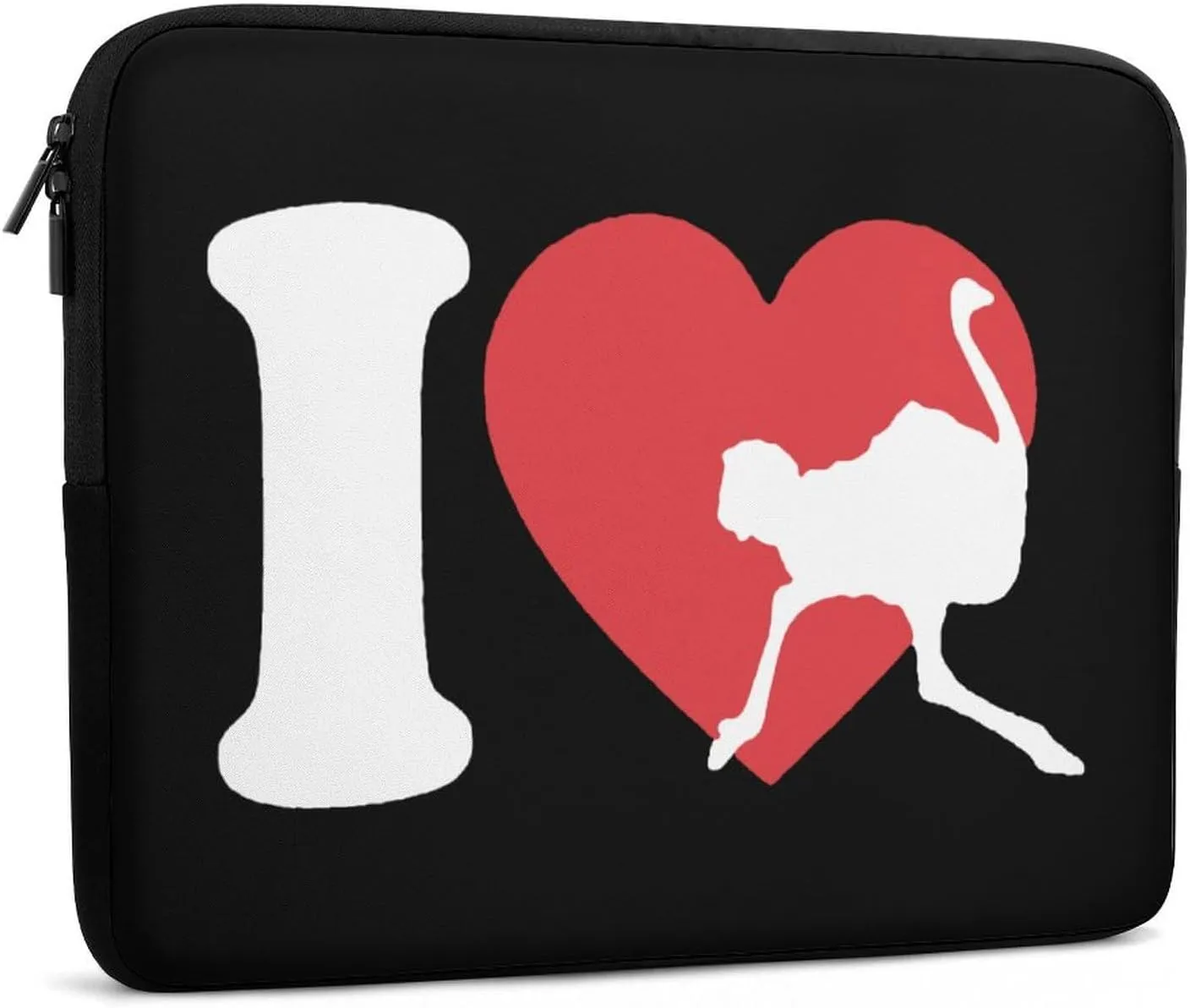 I Heart Love Ostrich Personalized Laptop Bag Business Casual Laptop Case Slim Computer Bag Briefcase