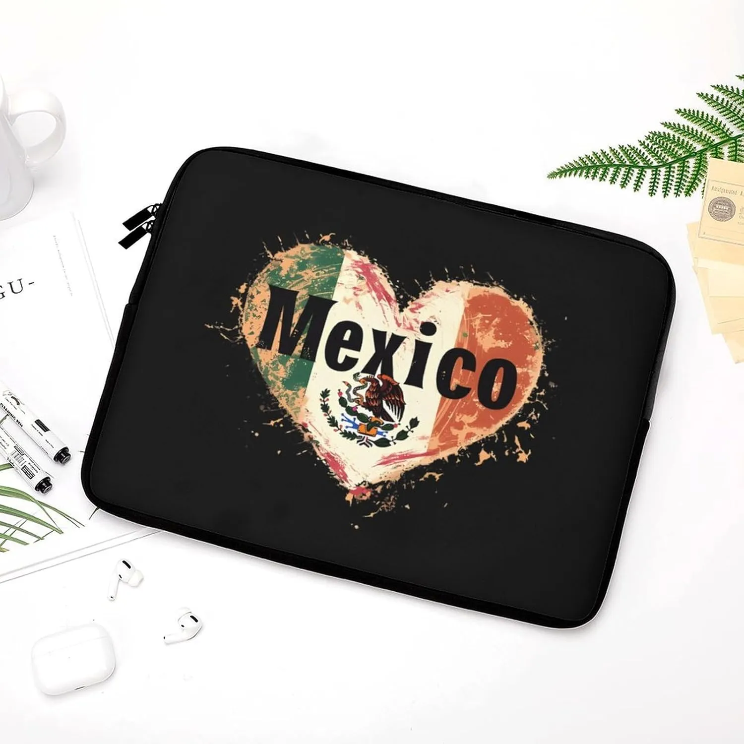 I Love Mexico Vintage Heart Personalized Laptop Bag Business Casual Laptop Cases Slim Computer Bag Briefcase