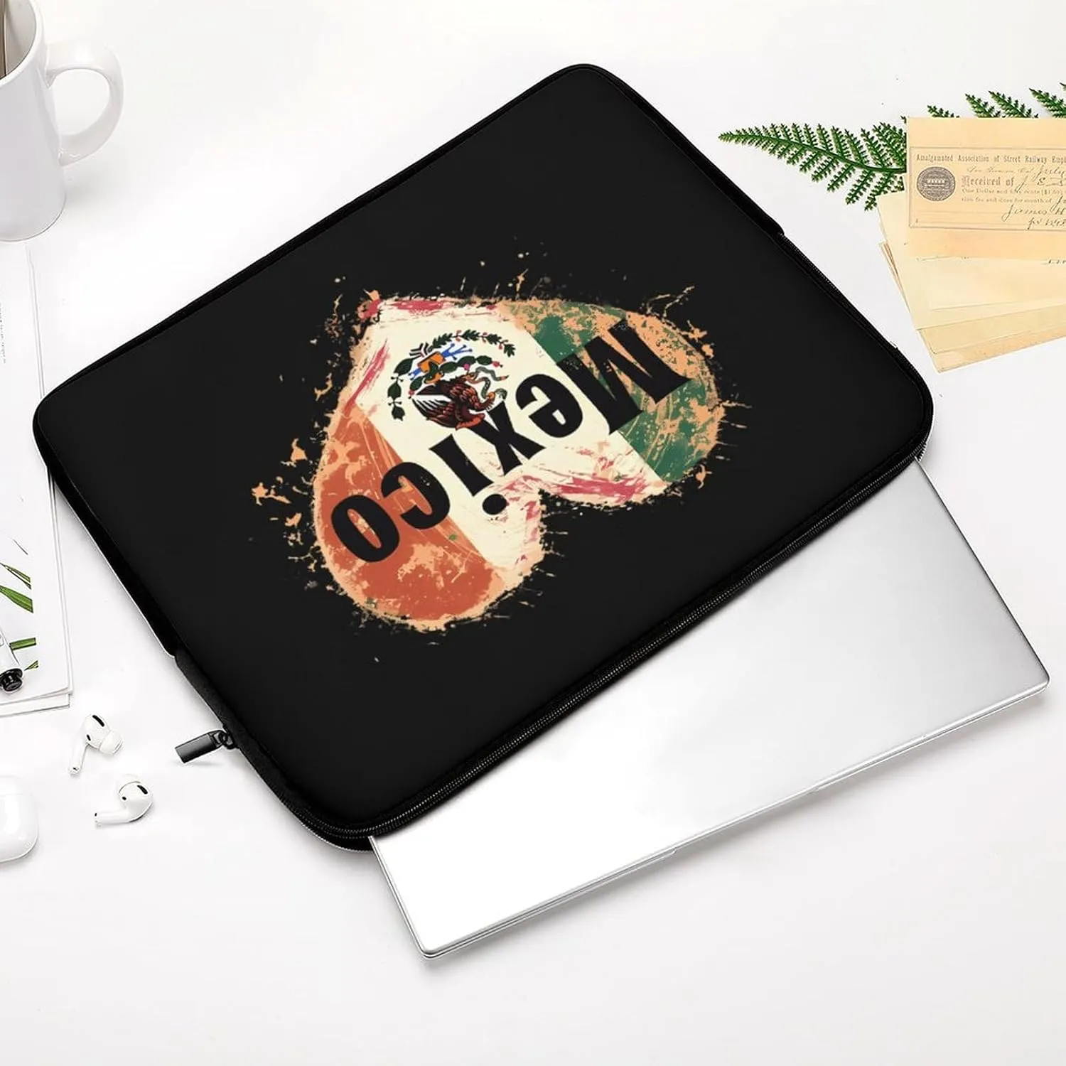 I Love Mexico Vintage Heart Personalized Laptop Bag Business Casual Laptop Cases Slim Computer Bag Briefcase