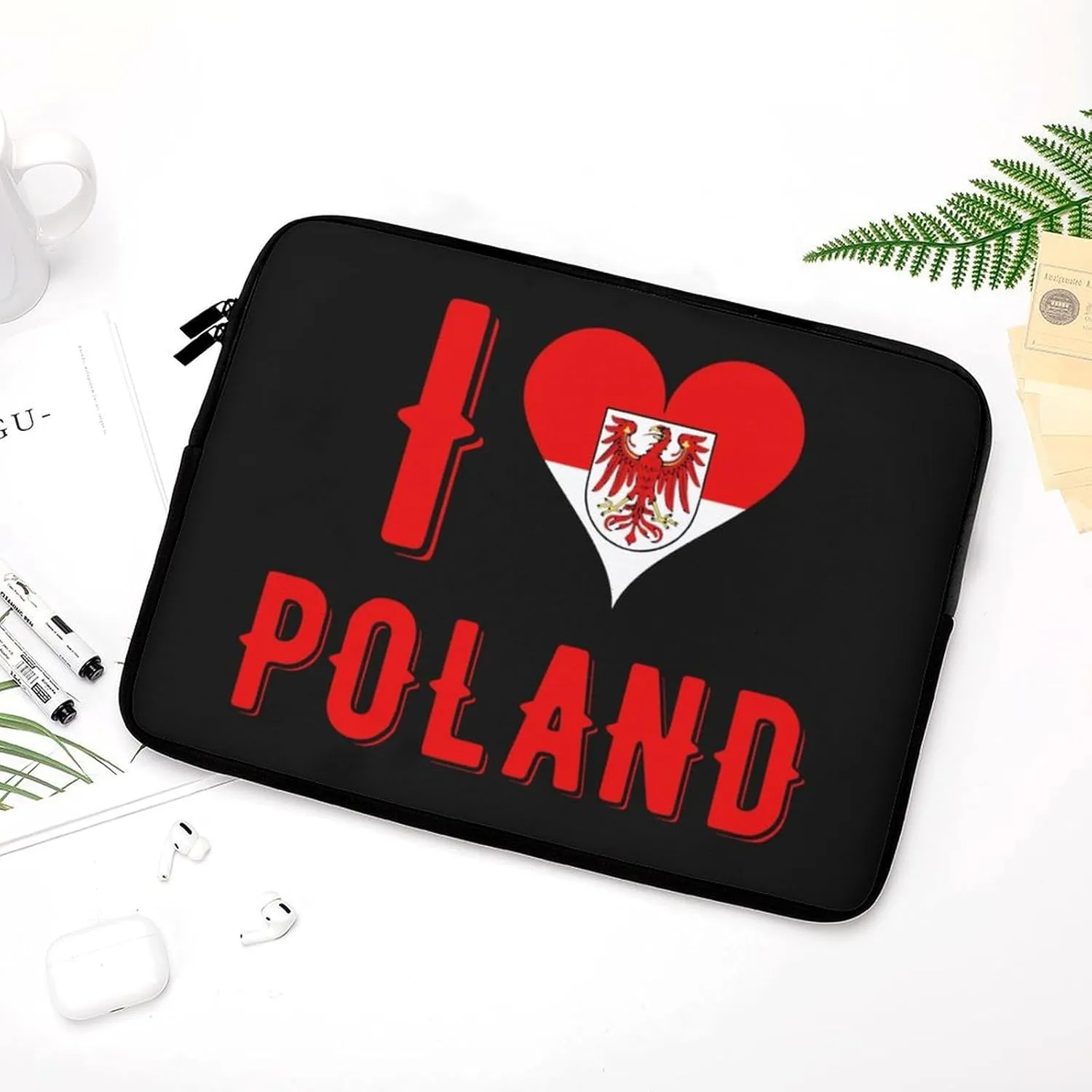 I Love Poland Personalized Laptop Bag Business Casual Laptop Case Slim Computer Bag Briefcase