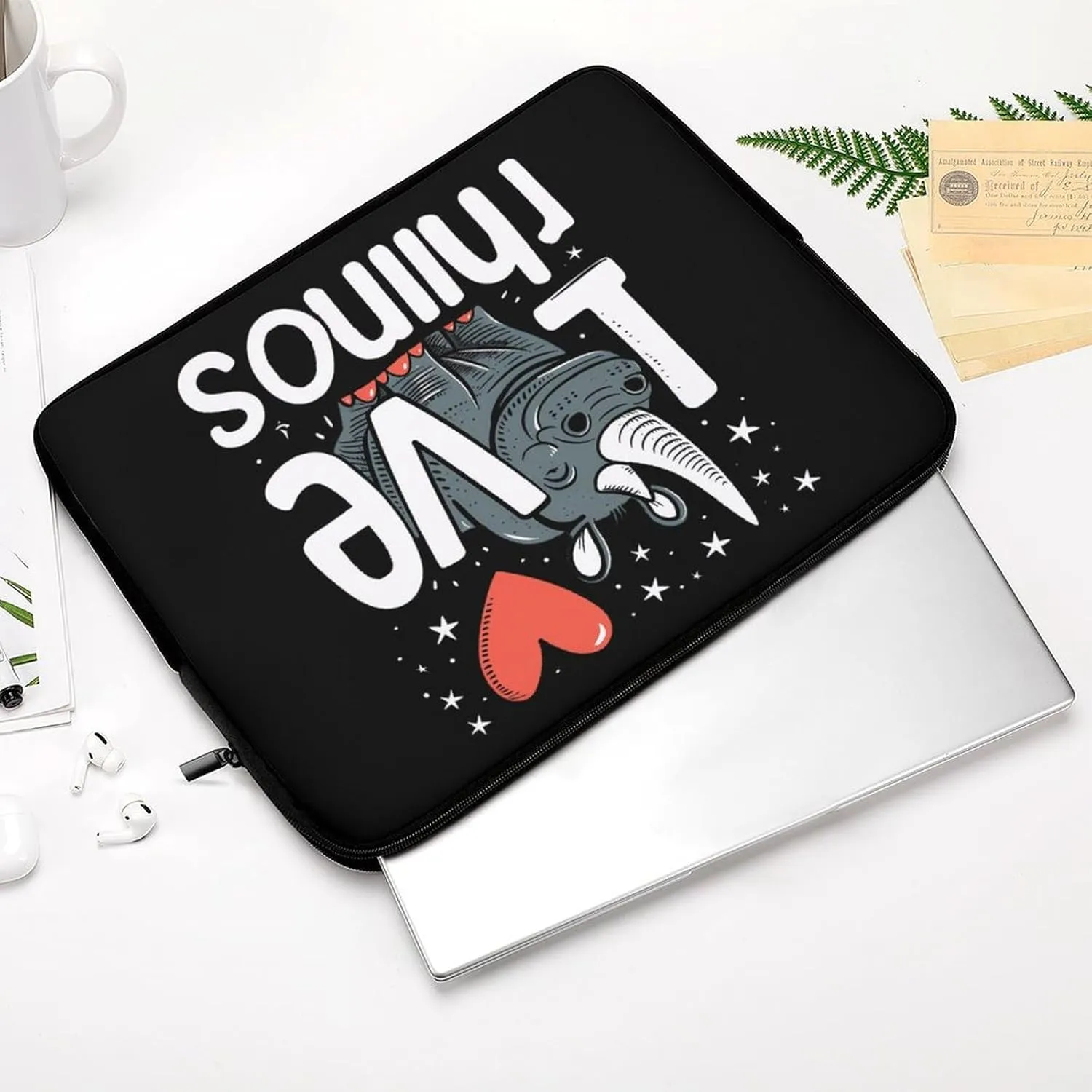 I Love Rhinos Personalized Laptop Bag Business Casual Laptop Cases Slim Computer Bag Briefcase