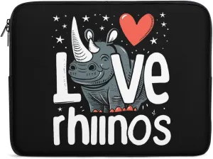 I Love Rhinos Personalized Laptop Bag Business Casual Laptop Cases Slim Computer Bag Briefcase