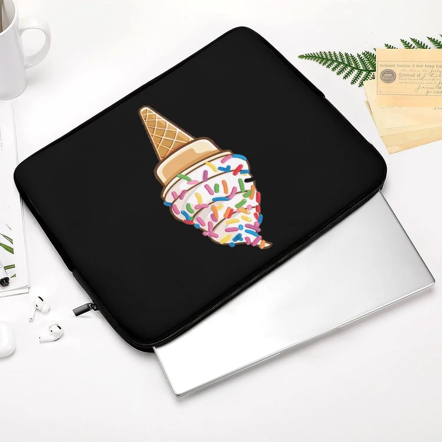 Ice Cream Cone Personalized Laptop Bag Business Casual Laptop Cases Slim Computer Bag Briefcase