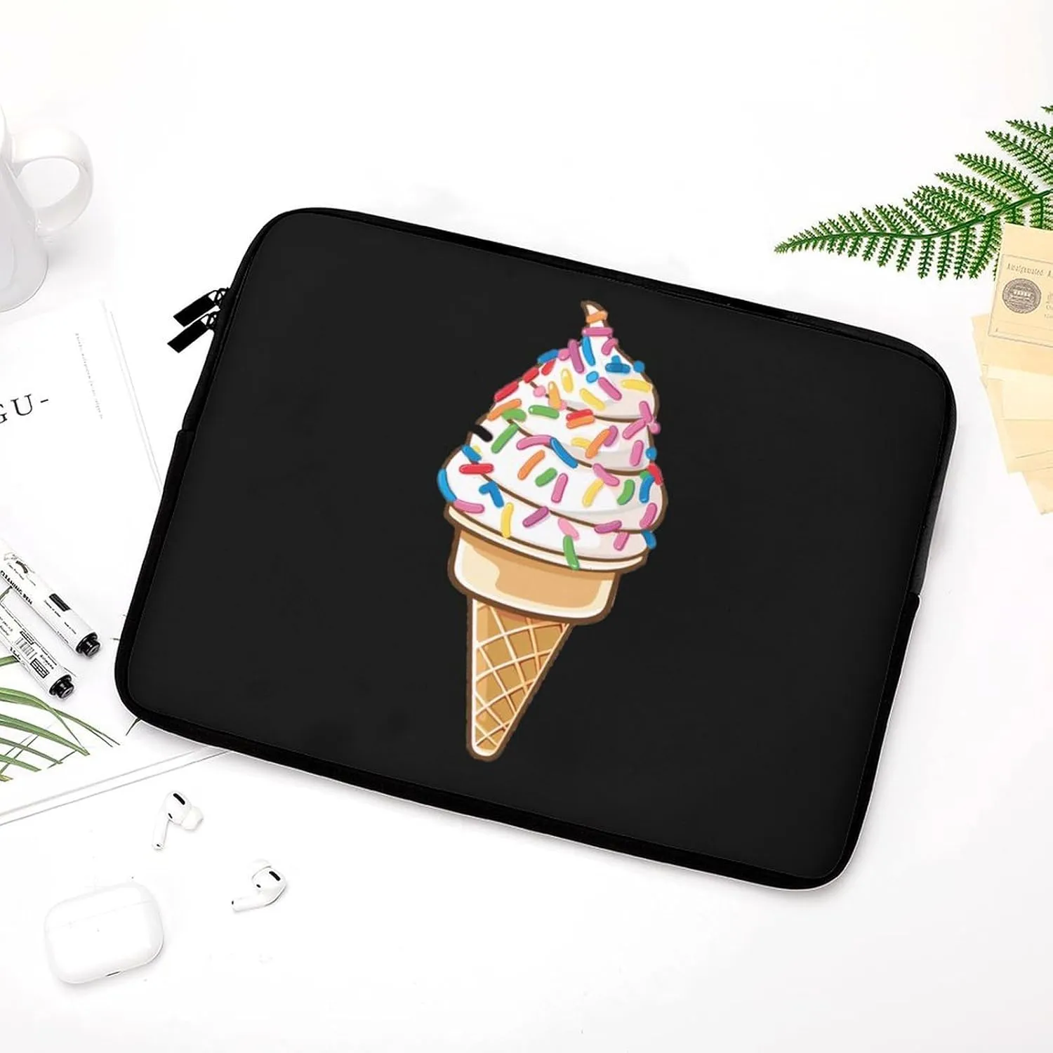 Ice Cream Cone Personalized Laptop Bag Business Casual Laptop Cases Slim Computer Bag Briefcase