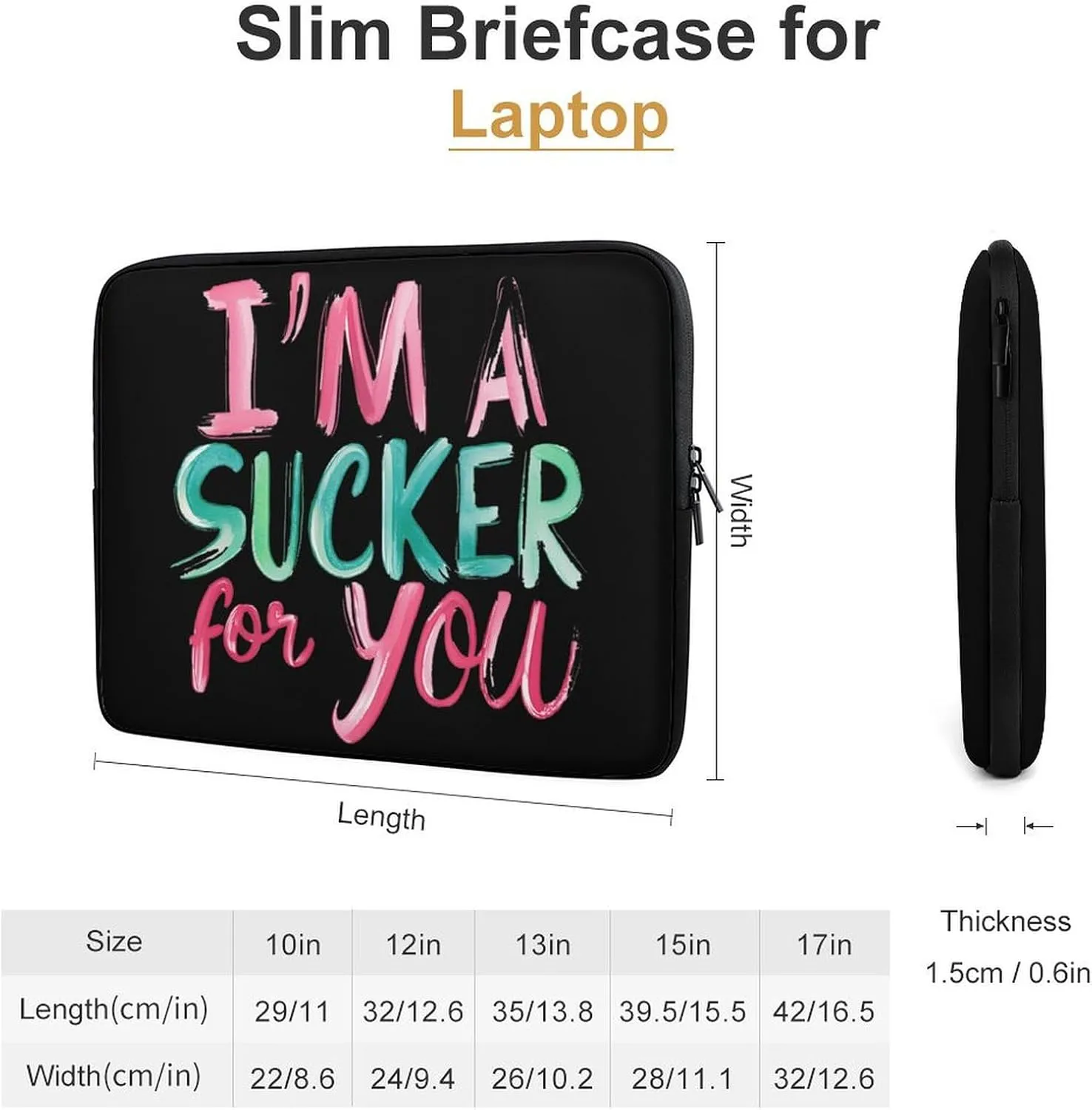 I'm A Sucker for You Personalized Laptop Bag Business Casual Laptop Cases Slim Computer Bag Briefcase