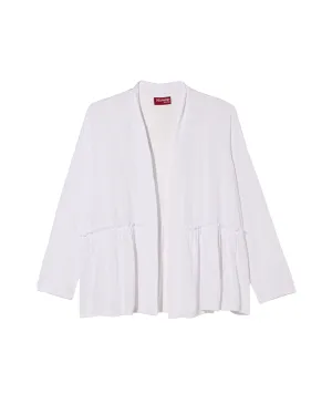 Jane 3/4 Sleeve Slub Knit Peplum Cardigan | White