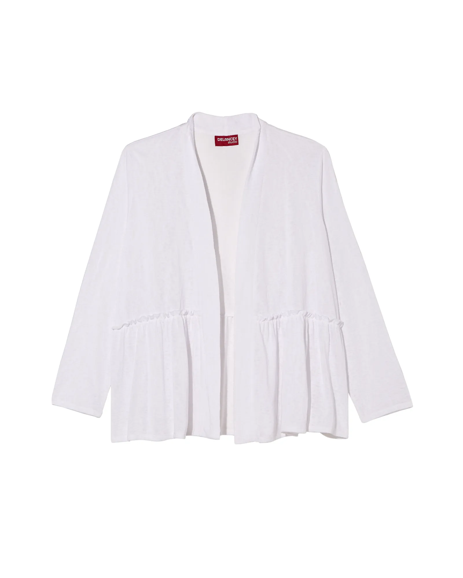Jane 3/4 Sleeve Slub Knit Peplum Cardigan | White