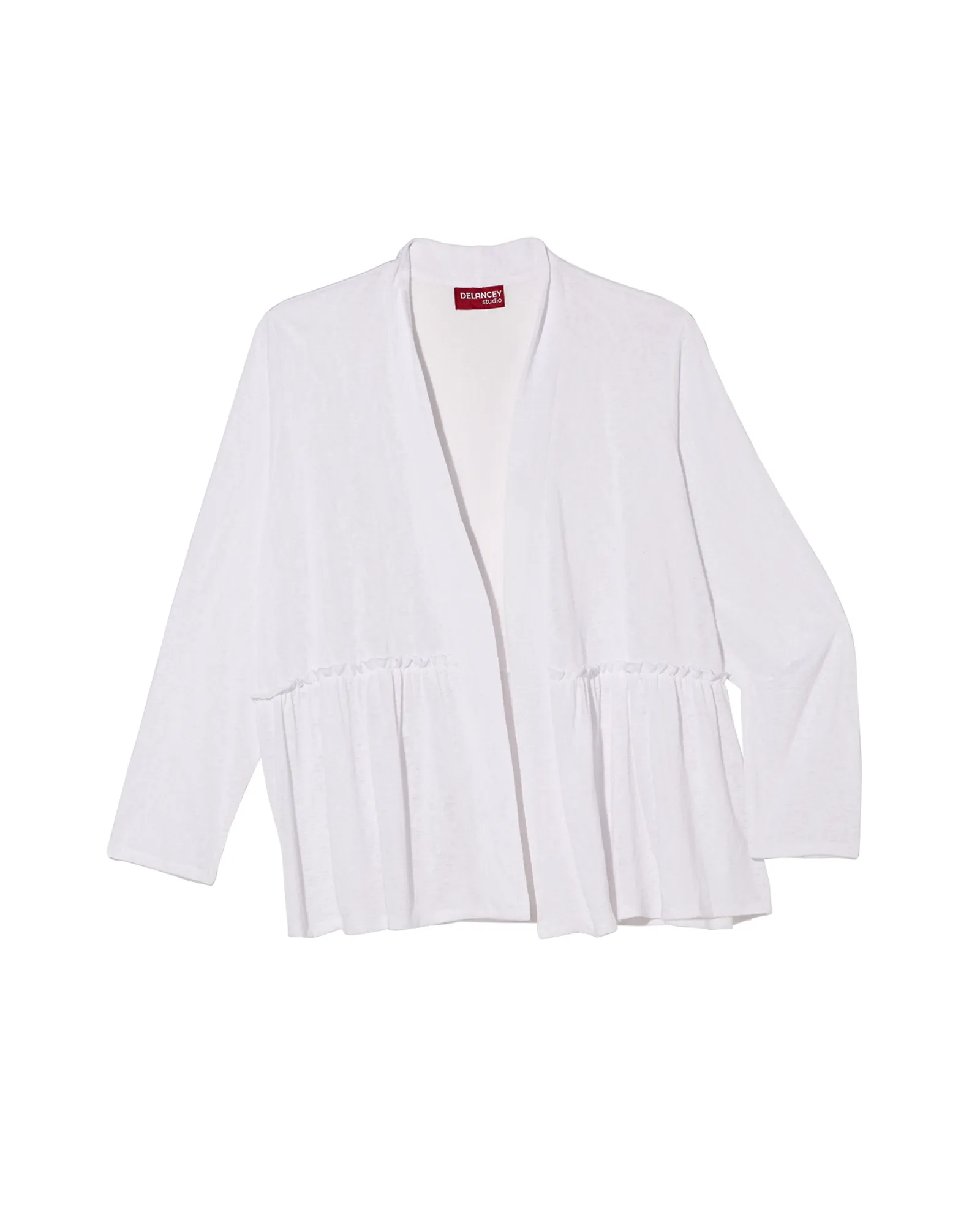 Jane 3/4 Sleeve Slub Knit Peplum Cardigan | White