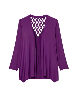 Jessica Long Sleeve Cage Back Cardigan | Purple