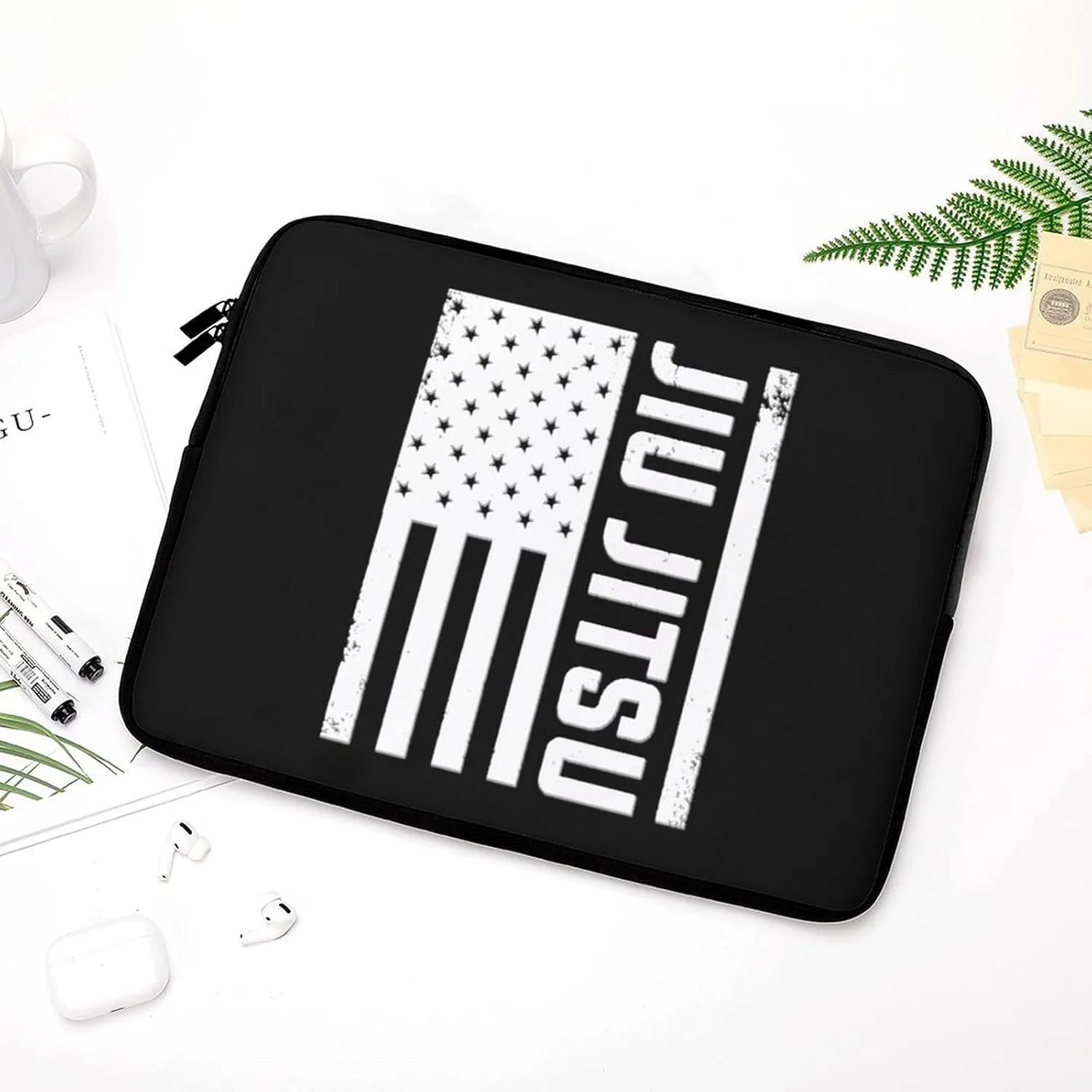Jiu Jitsu USA Flag Personalized Laptop Bag Business Casual Laptop Case Slim Computer Bag Briefcase