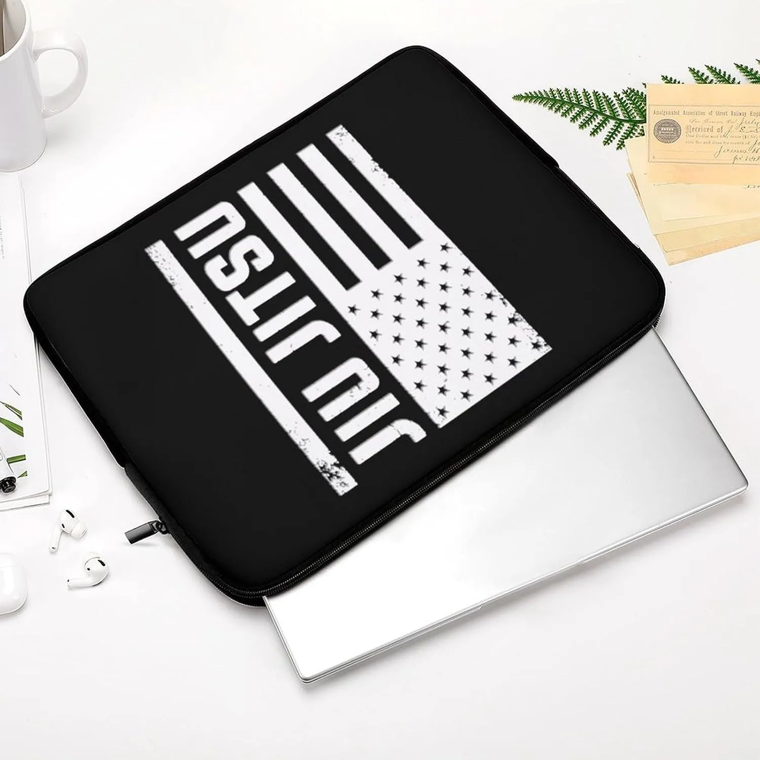 Jiu Jitsu USA Flag Personalized Laptop Bag Business Casual Laptop Case Slim Computer Bag Briefcase