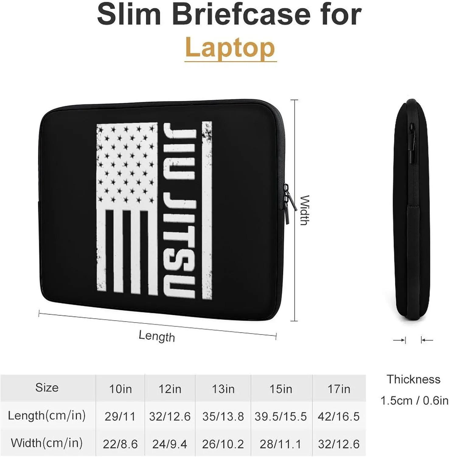 Jiu Jitsu USA Flag Personalized Laptop Bag Business Casual Laptop Case Slim Computer Bag Briefcase