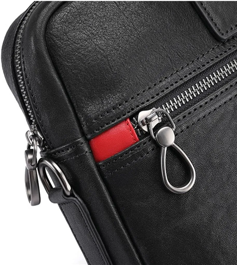 JSEIAJB Men's Handbag Leather Business Casual Layer Cowhide Diagonal Cross Leather Briefcase Male