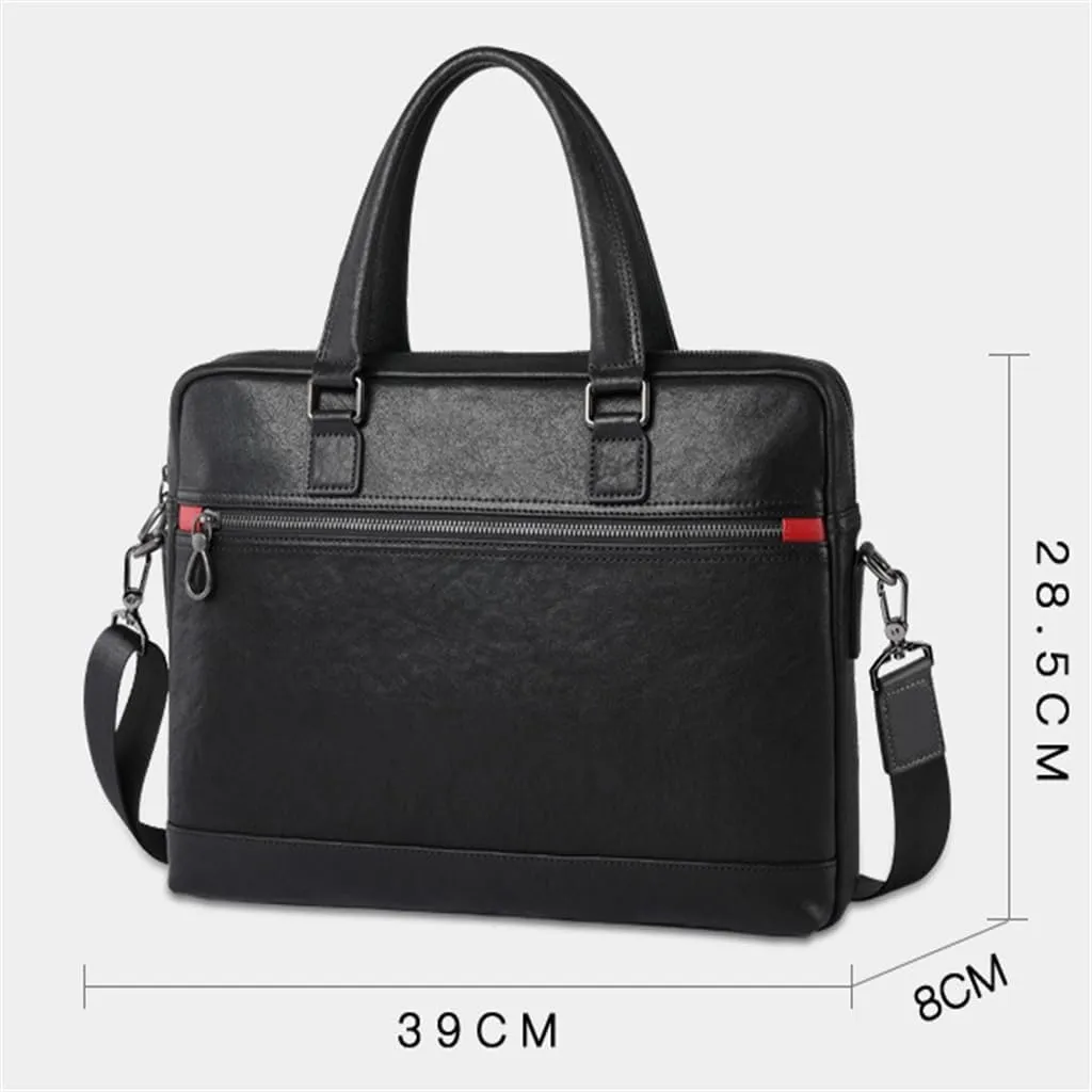 JSEIAJB Men's Handbag Leather Business Casual Layer Cowhide Diagonal Cross Leather Briefcase Male