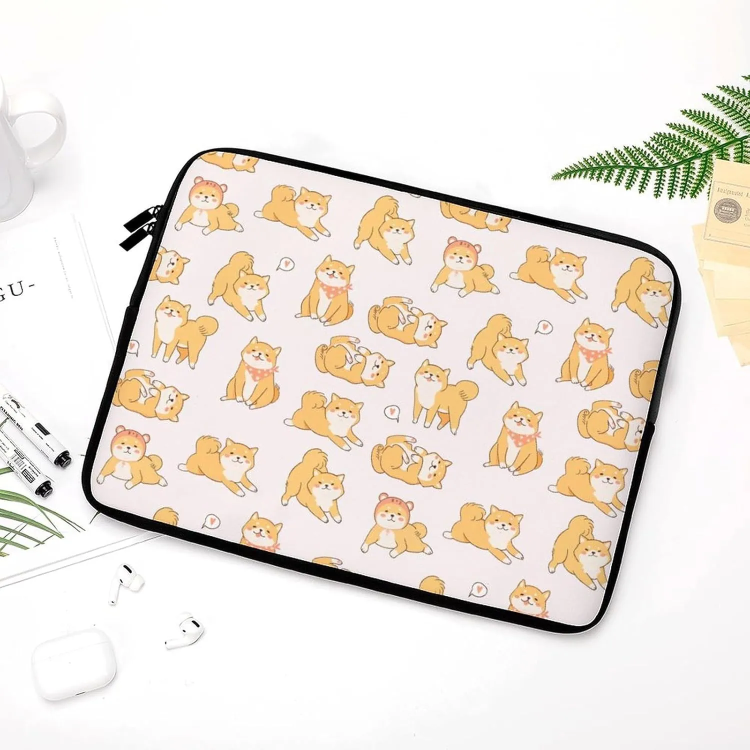 Kawaii Shiba Inu Dogs Personalized Laptop Bag Business Casual Laptop Case Slim Computer Bag Briefcase