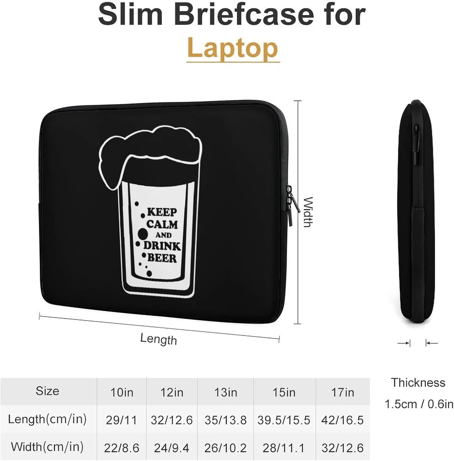 Keep Calm And Drink Beer Personalized Laptop Bag Business Casual Laptop Case Slim Computer Bag Briefcase