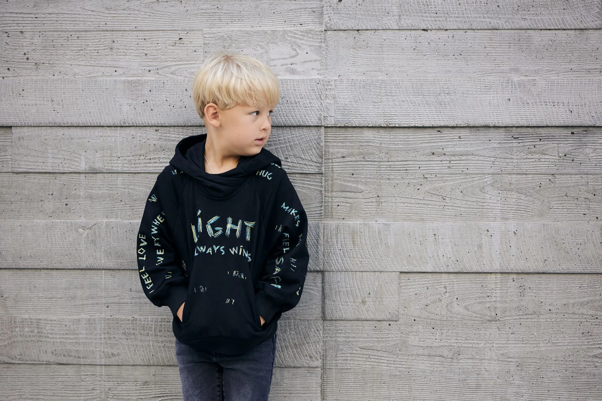 Kids "Light Always Wins" Hoodie | Black