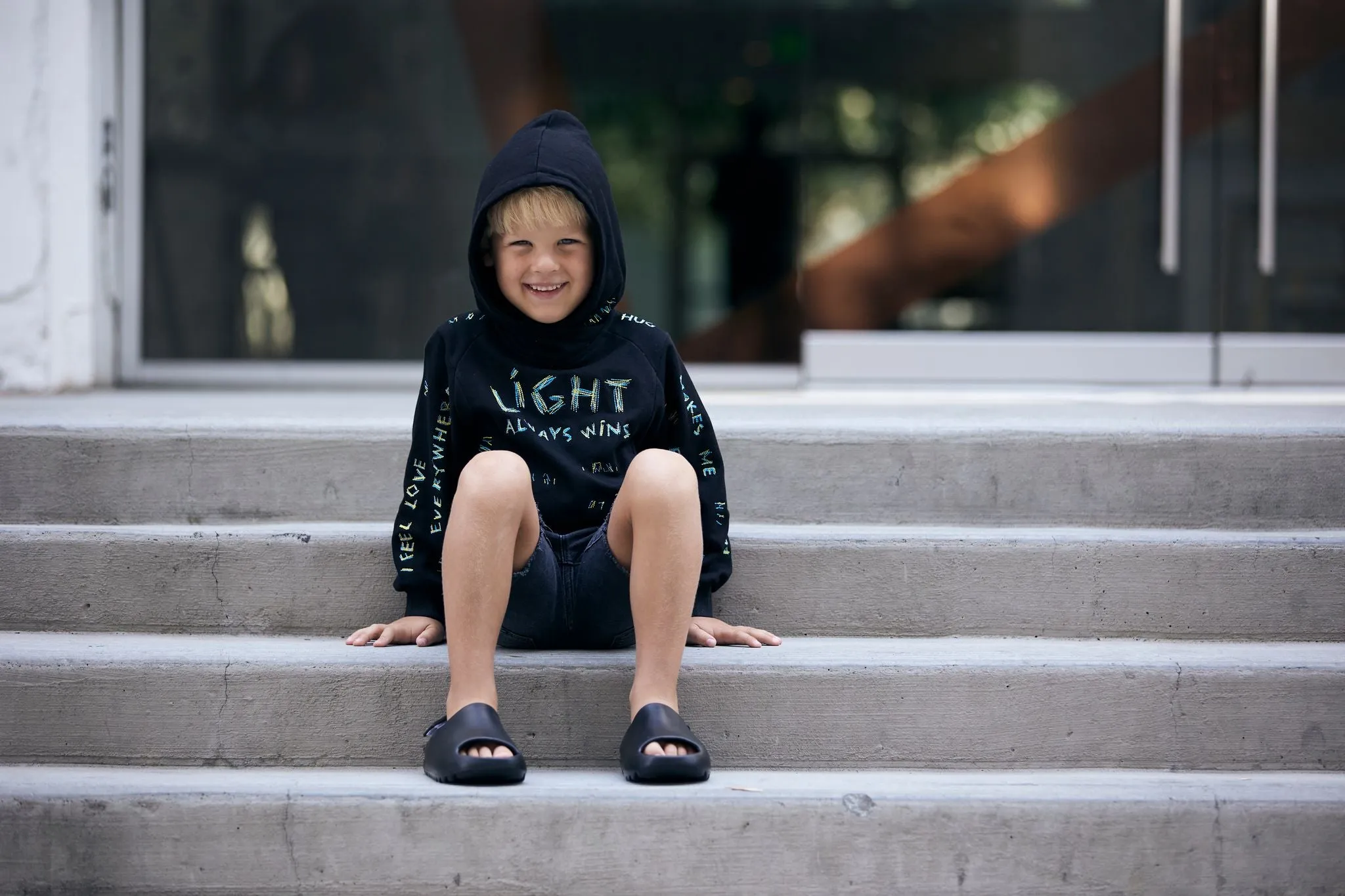 Kids "Light Always Wins" Hoodie | Black