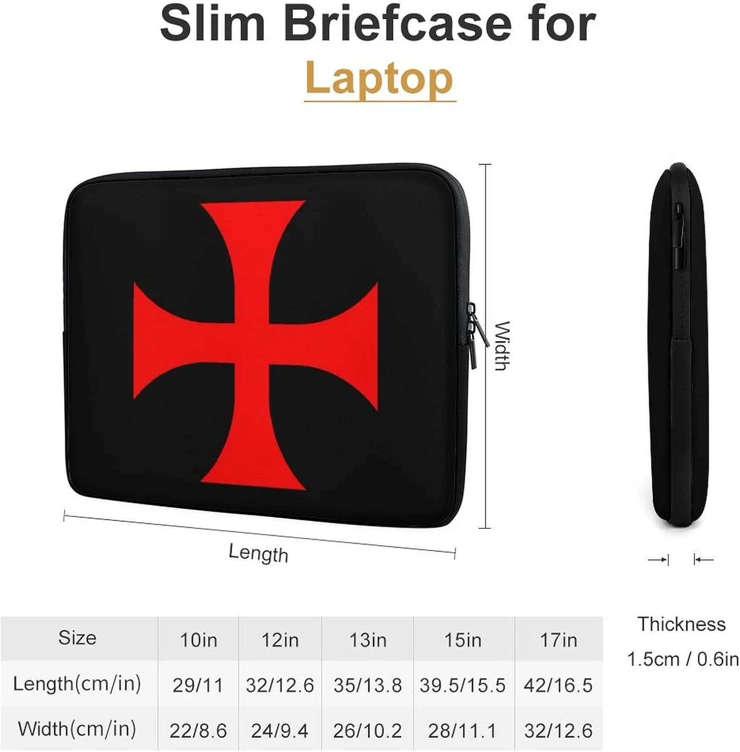 Knight Templar Logo Personalized Laptop Bag Business Casual Laptop Cases Slim Computer Bag Briefcase