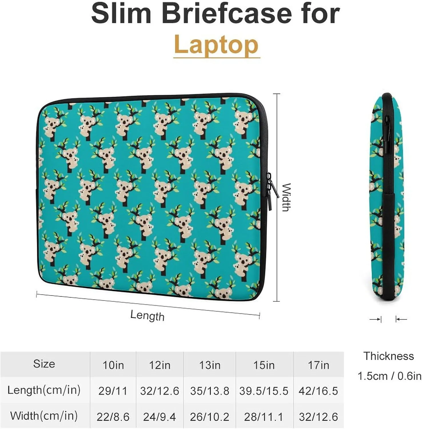 Koala Bear Eucalyptus Tree Personalized Laptop Bag Business Casual Laptop Case Slim Computer Bag Briefcase