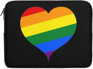 LGBT Proud Rainbow Heart Personalized Laptop Bag Business Casual Laptop Cases Slim Computer Bag Briefcase