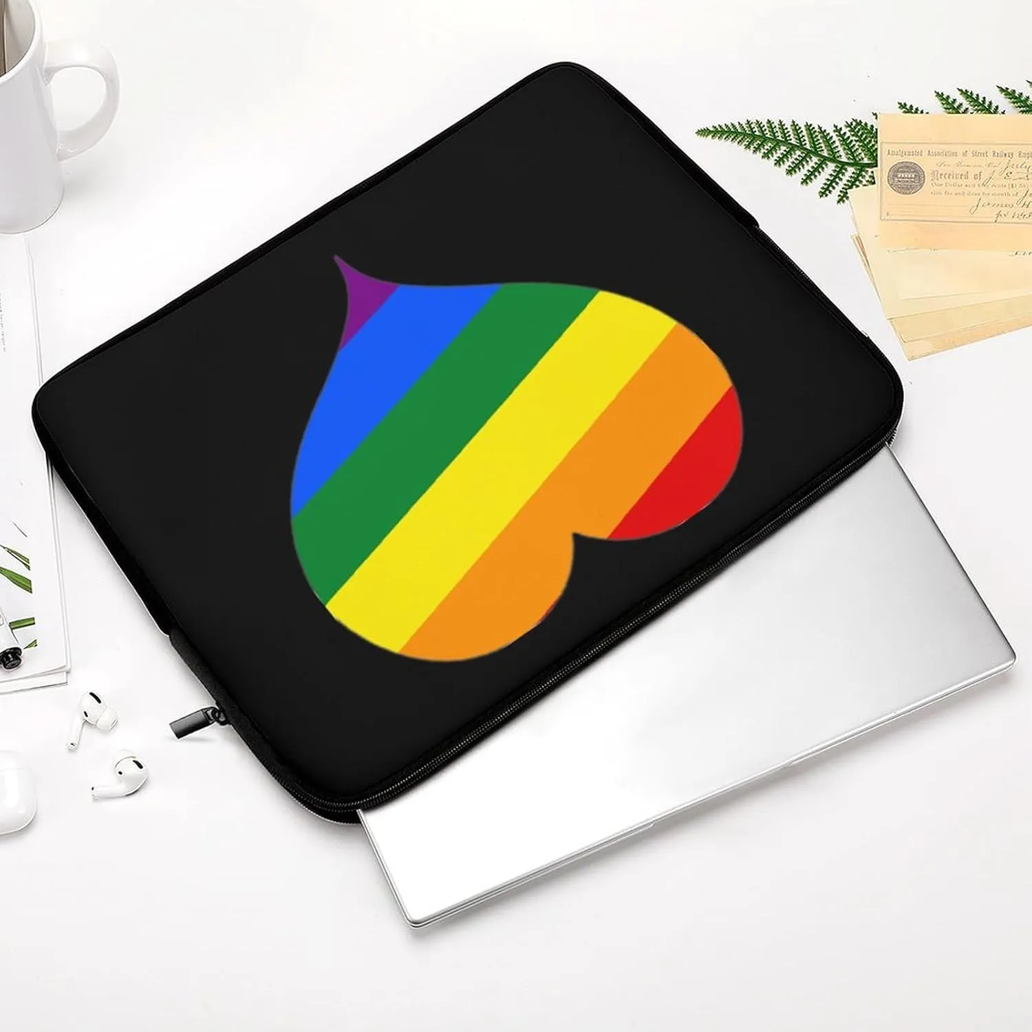 LGBT Proud Rainbow Heart Personalized Laptop Bag Business Casual Laptop Cases Slim Computer Bag Briefcase