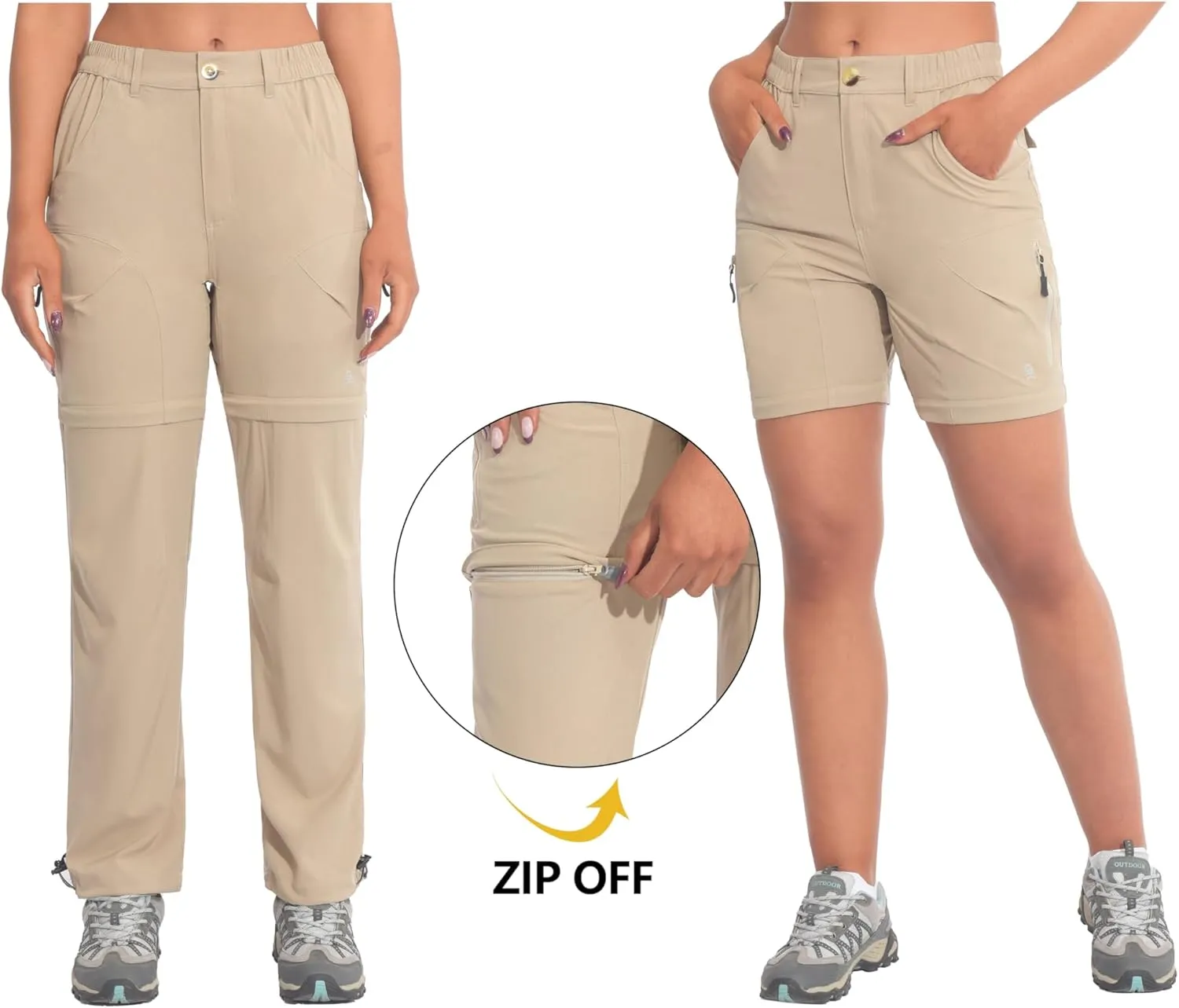 Little Donkey Andy Women's Hiking Zip Off Pants Quick Dry Convertible Shorts UPF 50  Lightweight Outdoor Fishing Safari Pants