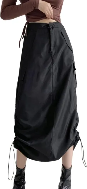 Long Skirt for Women Long Skirt with Slit for Womens Beach Maxi Sexy Midi Skirts with Pocket Drawstring Waist