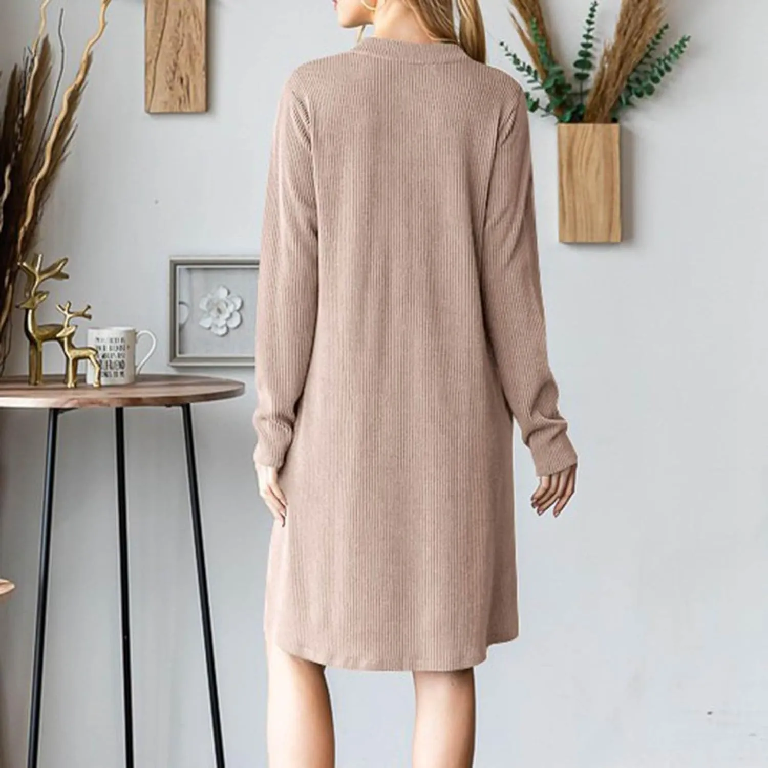 Long Sleeve Dress for Women V Neck Casual Loose Textured Mini Dresses 2025 Fashion Summer Sundress Shirt Dresses