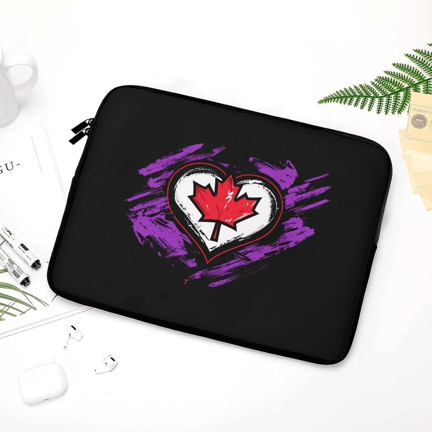 Love Canada Canadians Heart Personalized Laptop Bag Business Casual Laptop Cases Slim Computer Bag Briefcase