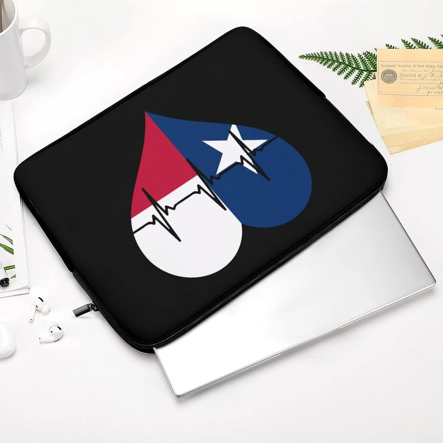 Love Texas Heartbeat Personalized Laptop Bag Business Casual Laptop Case Slim Computer Bag Briefcase