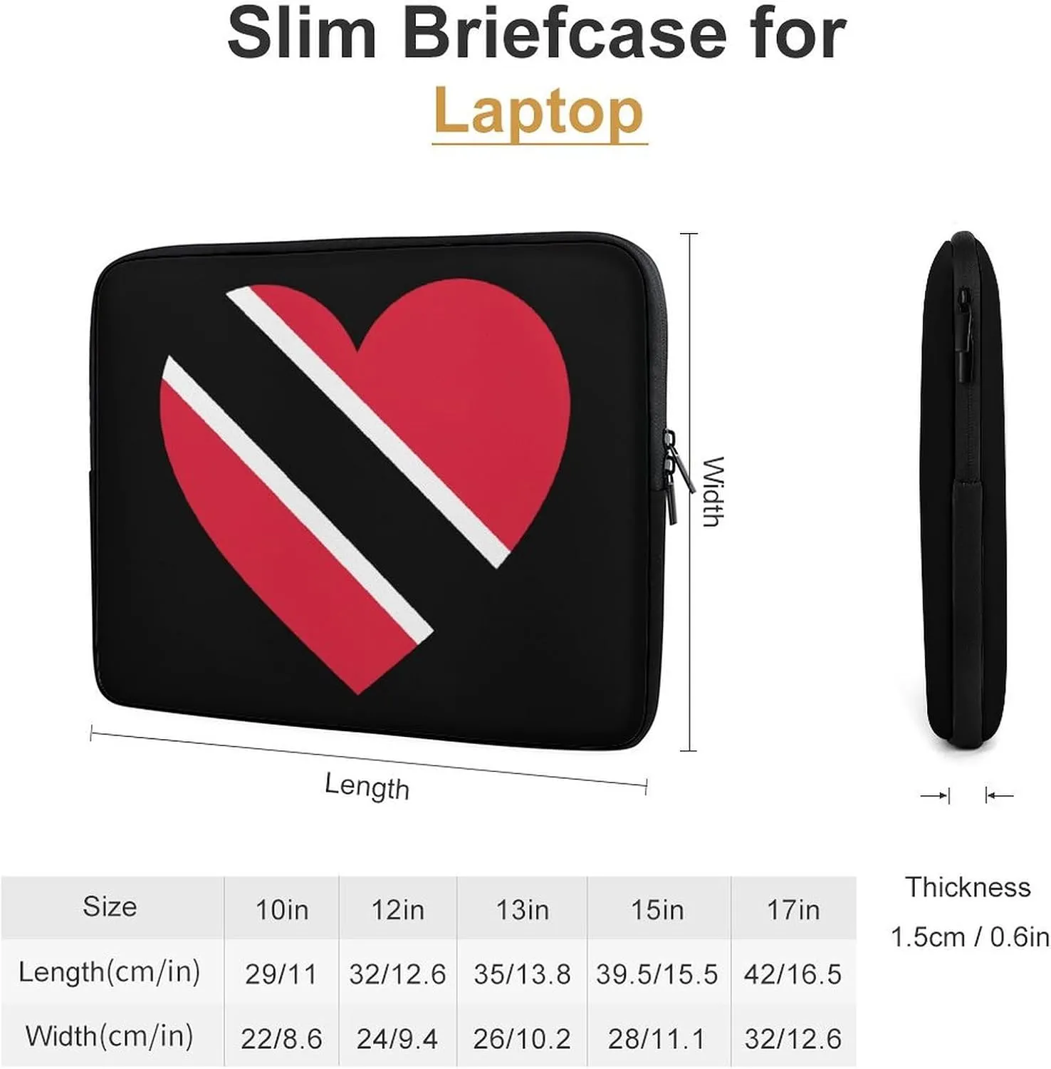 Love Trinidad And Tobago Personalized Laptop Bag Business Casual Laptop Case Slim Computer Bag Briefcase