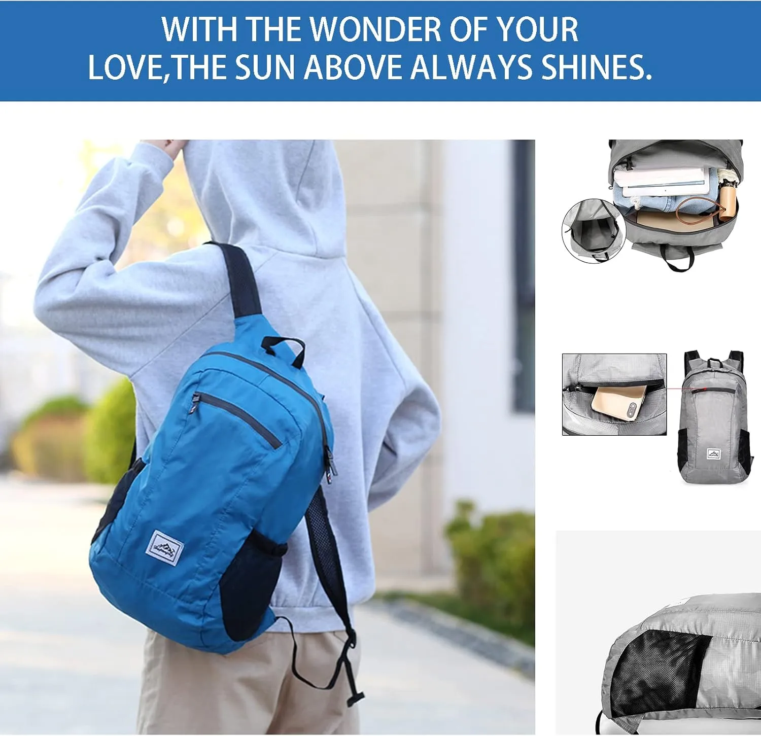 Lywencom Hiking Backpack,Ultra-Light 20L Waterproof Folding Sports Lightweight Waterproof Backpack Suitable for Outdoor Camping Picnic (blue)