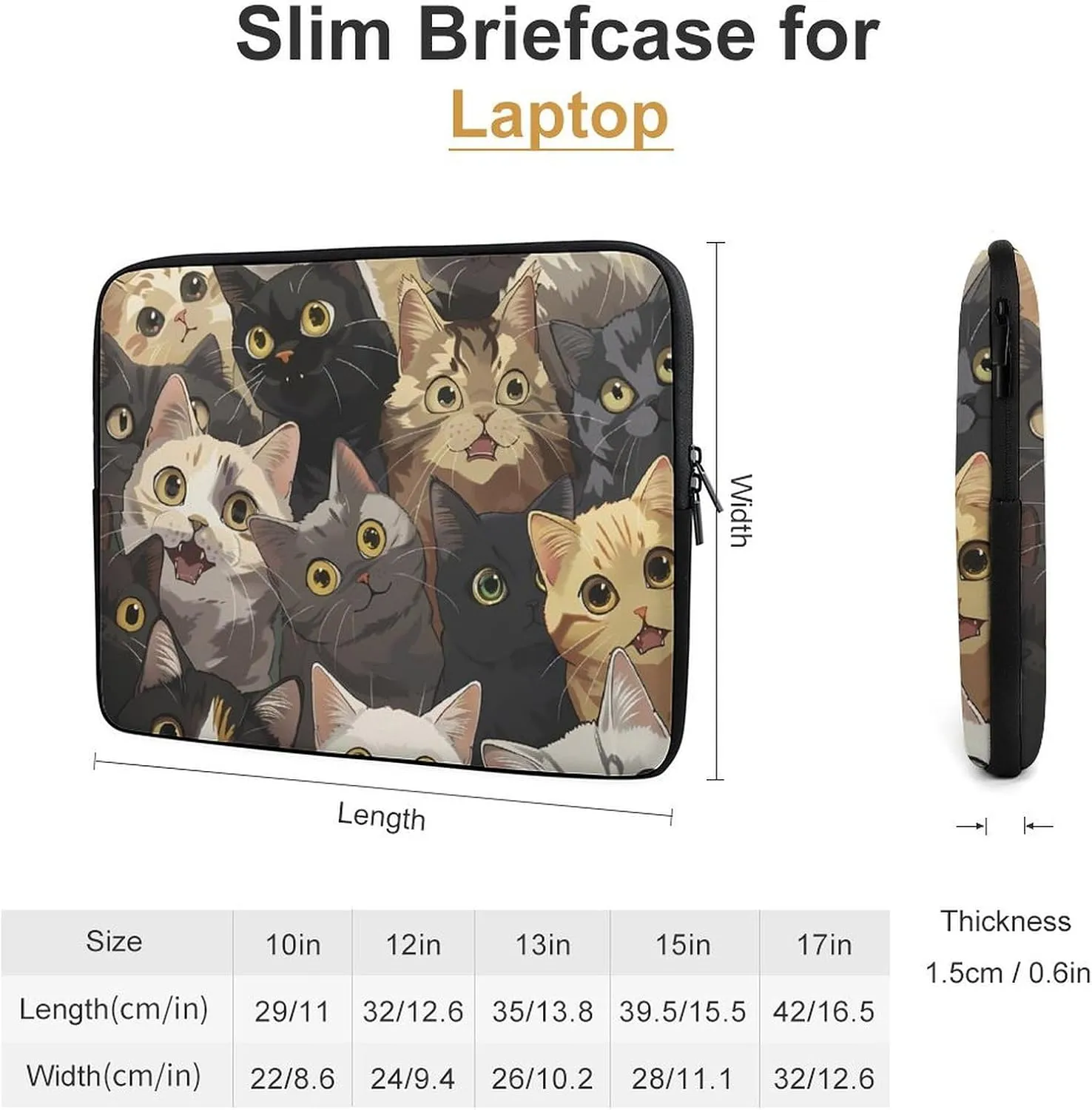 Many Cats Meow Personalized Laptop Bag Business Casual Laptop Cases Slim Computer Bag Briefcase