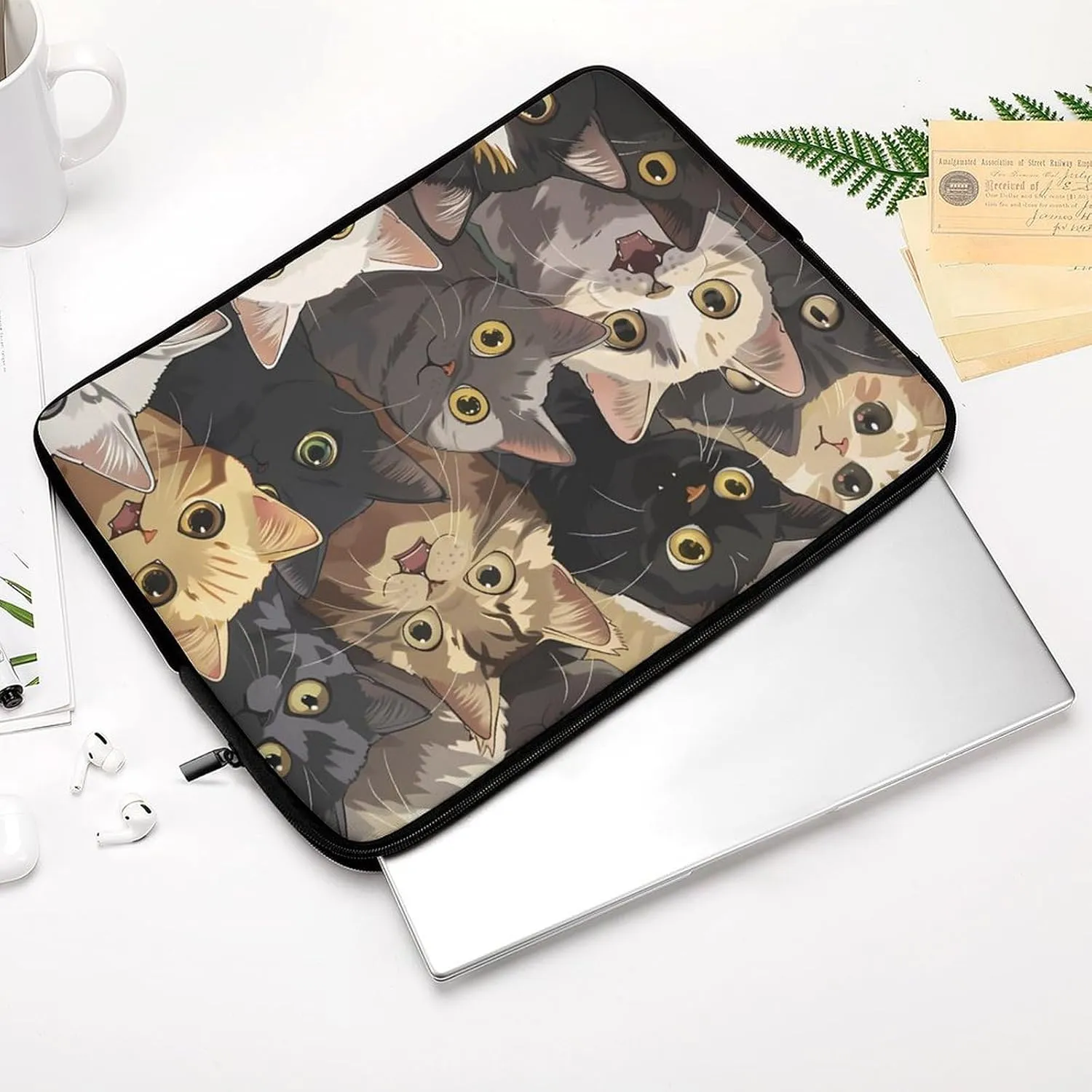 Many Cats Meow Personalized Laptop Bag Business Casual Laptop Cases Slim Computer Bag Briefcase