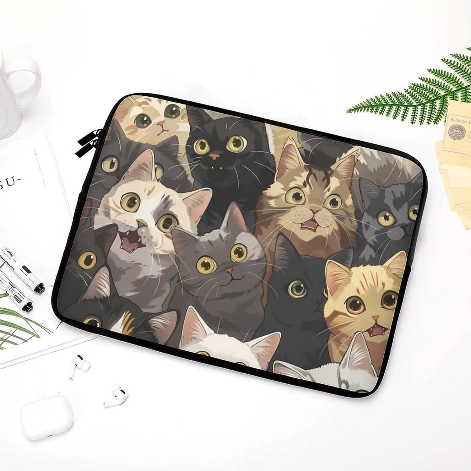 Many Cats Meow Personalized Laptop Bag Business Casual Laptop Cases Slim Computer Bag Briefcase