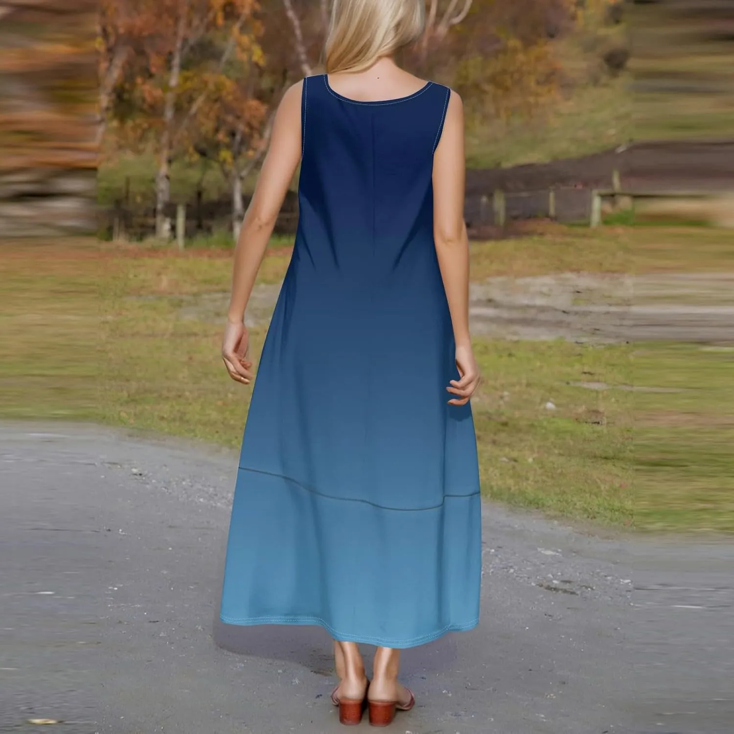 Maxi Sundress for Women 2025 Summer Loose Fit Beach Dress Scoop Neck Sleeveless Tank Dress Casual Vacation Dresses