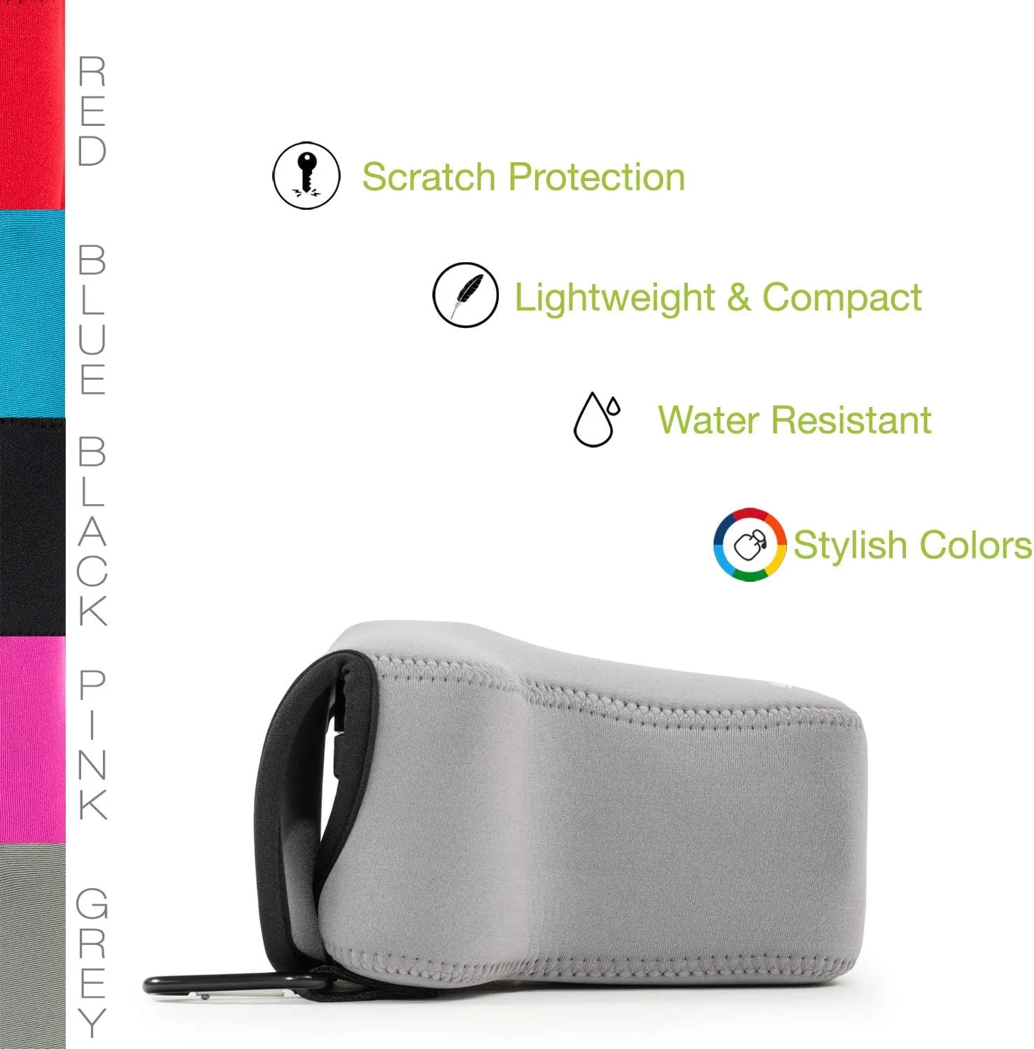 MegaGear Olympus OM-D E-M5 Mark II 12-40mm Ultra Light Neoprene Camera Case, with Carabiner - Gray - MG1197