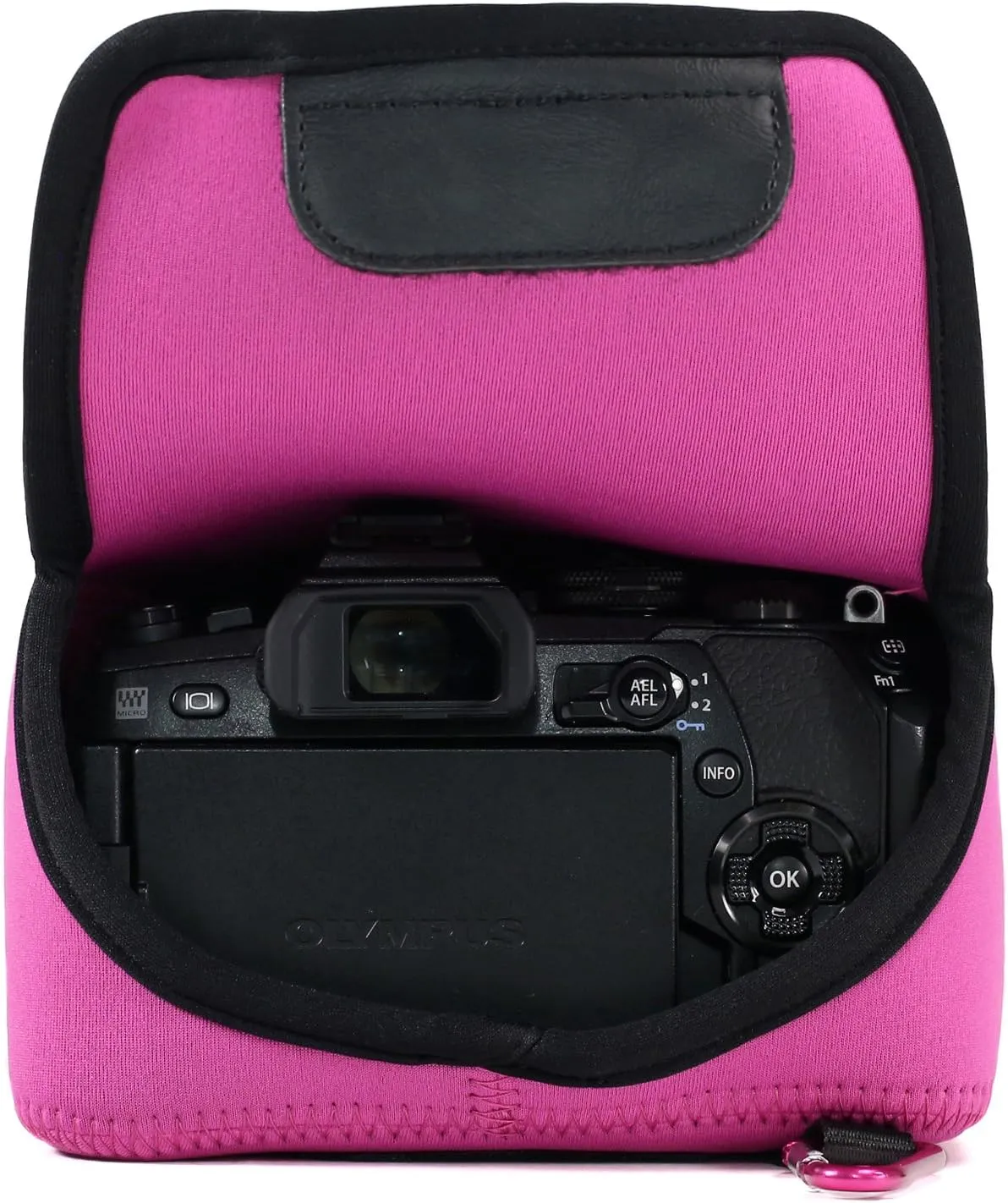 MegaGear Sony Cyber-Shot DSC-RX10 IV, DSC-RX10 III Ultra Light Neoprene Camera Case, with Carabiner - Hot Pink - MG758