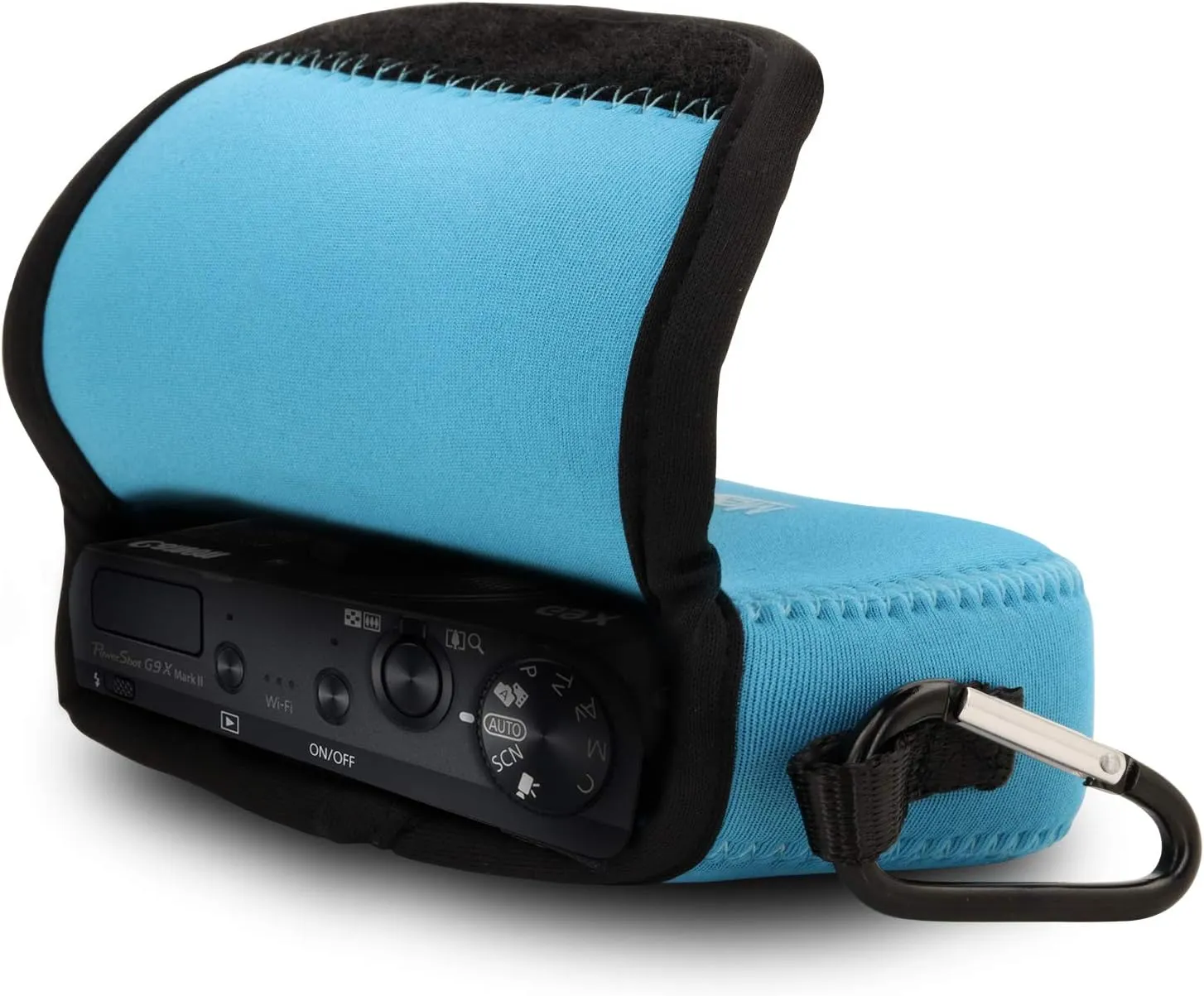 MegaGear ''Ultra Light'' Neoprene Camera Case Bag with Carabiner for Canon PowerShot G9 X Mark II, G9 X Digital Camera (Blue, Neoprene)