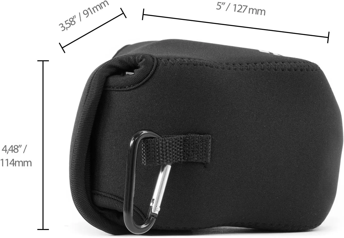 MegaGear ''Ultra Light'' Neoprene Camera Case Bag with Carabiner for Canon PowerShot SX540 HS, SX530 HS, Canon PowerShot SX420 IS, SX410 IS Digital Cameras (Black) - MG505