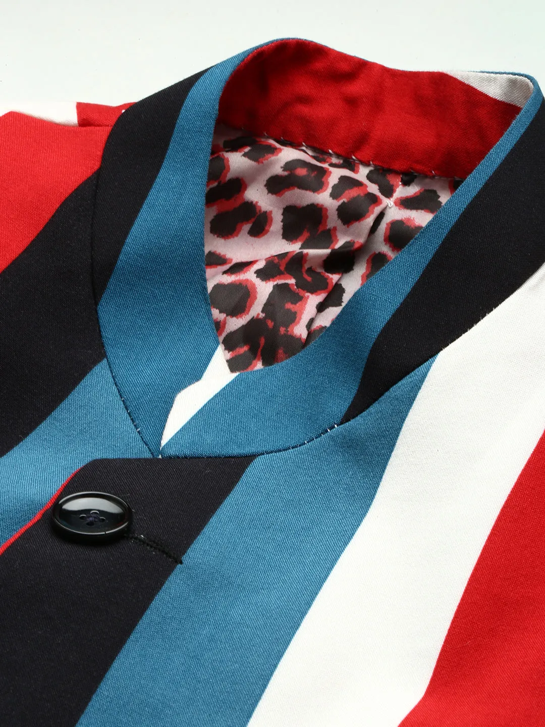 Men Multi Striped Slim Fit Bandhgala Blazer