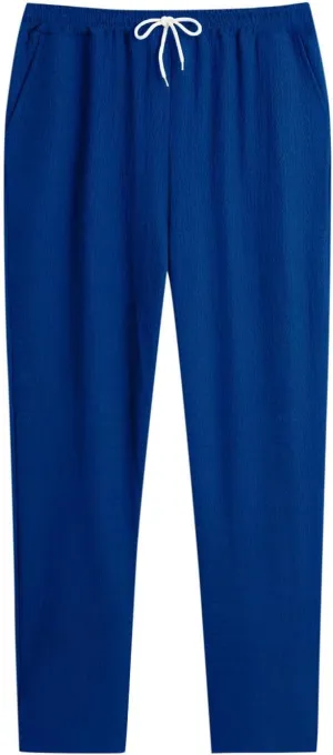 Mens Casual Pants Relaxed Fit Wide Leg Trousers High-Rise Summer Elastic Waist Drawstring Casual Flat Front Pants