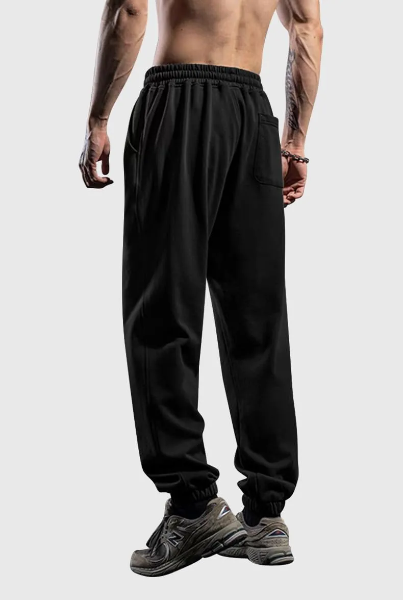 Men's Cotton Sweatpants Loose Fit Baggy Straight Leg Sweat Pants for Men Open Bottom Lounge Yoga Pants with Pockets